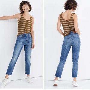 Madewell High Rise Slim Cropped Boyjean Distressed Size 27T
